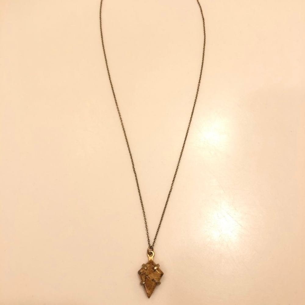 Gold Necklace with Stone Charm